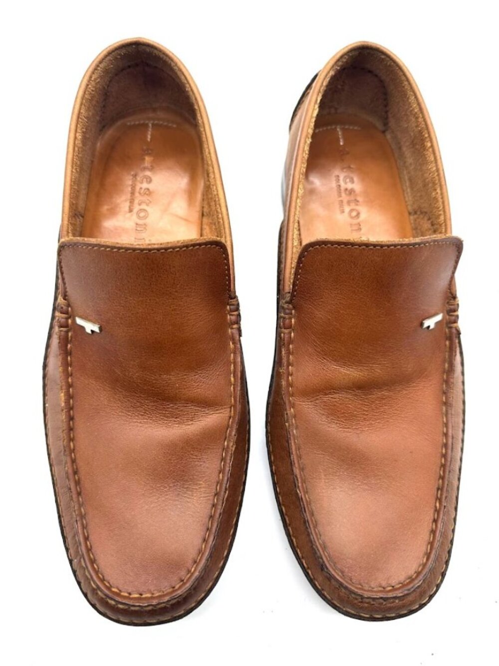 a.testoni Men's Brown Leather Loafers Slip On Shoes US‎ 7 EU 40 Italy